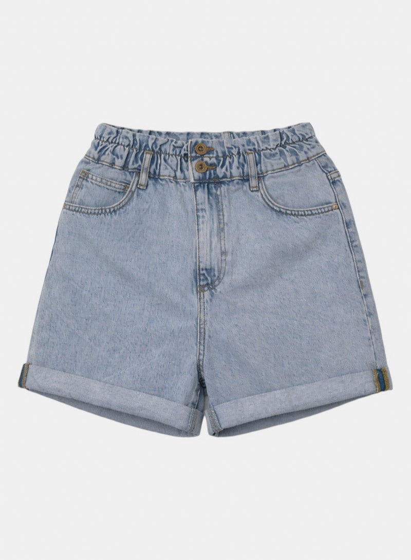 Clue Double-Button Denim Shorts - Image 1