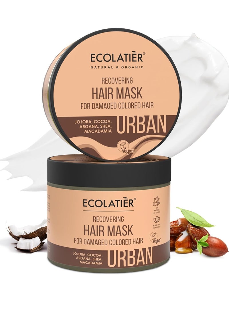 ECOLATIER Recovering Hair Mask for Damaged Colored Hair - Deep Conditioning, Hydrating Hair Mask, Argan Oil, Shea Butter, Vegan, 97.2% Natural Ingredients, 13.5 Fl Oz - Image 1