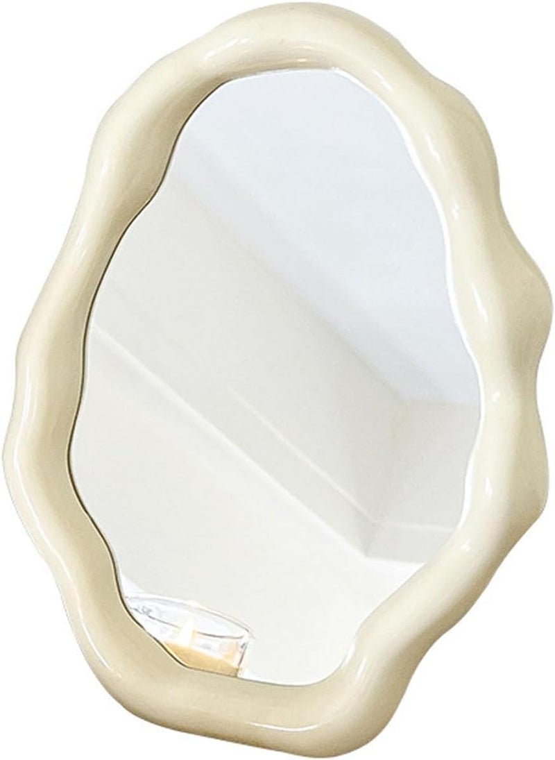 Tazweeq Cloud Makeup Mirrors, Cloud Shaped Vanity Mirror with Adjustable Bracket, Decor Aesthetic Mirrors for Office Living Room Bedroom (Beige) - Image 1