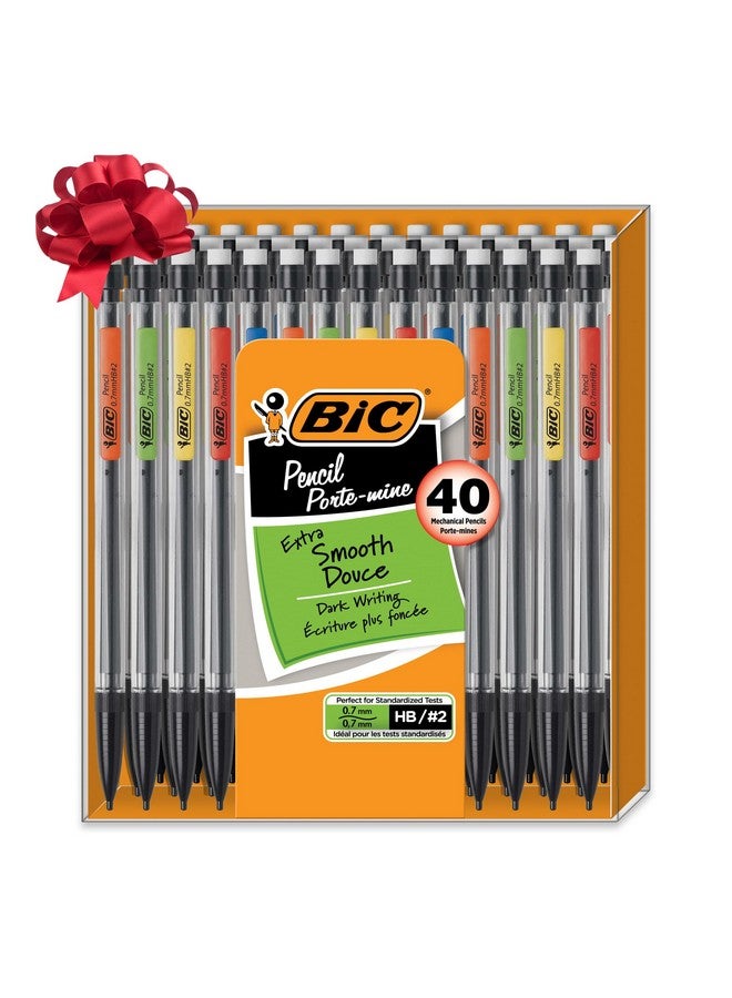 بيك أقلام رصاص ميكانيكية فائقة النعومة مع ممحاة، طرف متوسط (0.7 مم)، مثالية للكتابة اليومية، تُمحى بسهولة، تكتب بسلاسة وداكنة، مجموعة هدايا مكونة من 40 قلمًا - Image 1