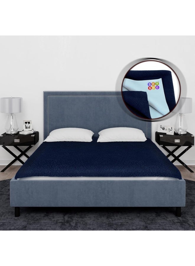 Bey Bee BeyBee Quick Dry Bed Seet Double 260x200 Dark Blue, Soft Pad - Image 1