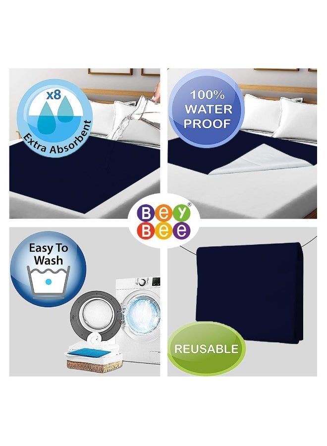 Bey Bee BeyBee Quick Dry Bed Seet Double 260x200 Dark Blue, Soft Pad - Image 2