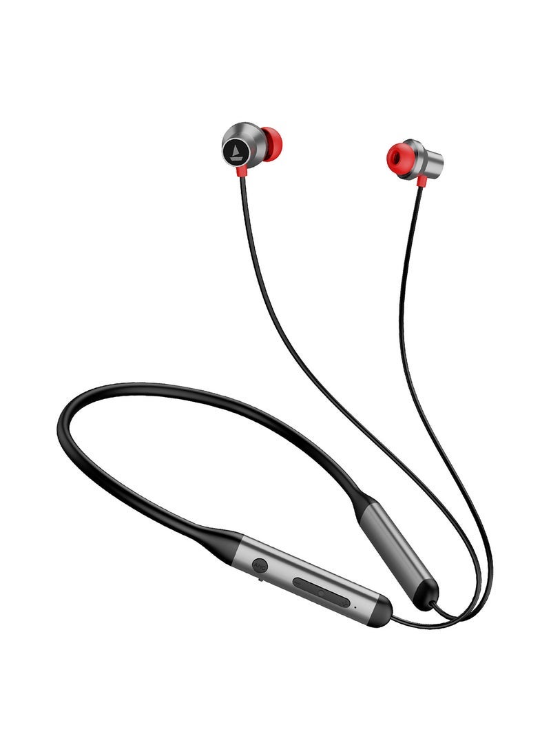 JAJEEK Rockerz 330 ANC Bluetooth Neckband Earphones with Mic, 24 Hours Playback, Crystal Bionic Sound Tuned by Dirac Opteo, 13mm Dynamic Drivers for Immersive Audio, Active Noise Cancellation (ANC), ASAP Charge, ENx for Clear Calling – Gunmetal Black - Image 1