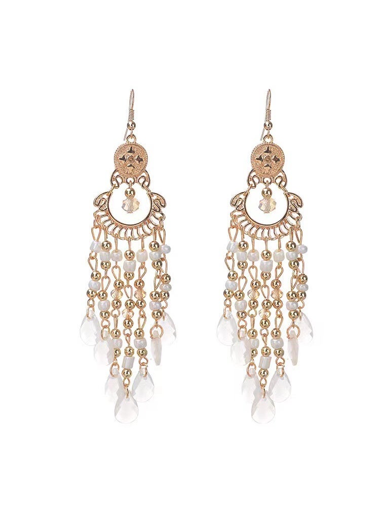 Generic - Bohemian Tassel Earrings Ethnic Long Fringe White tassel earrings (EH1218-3) - Image 1