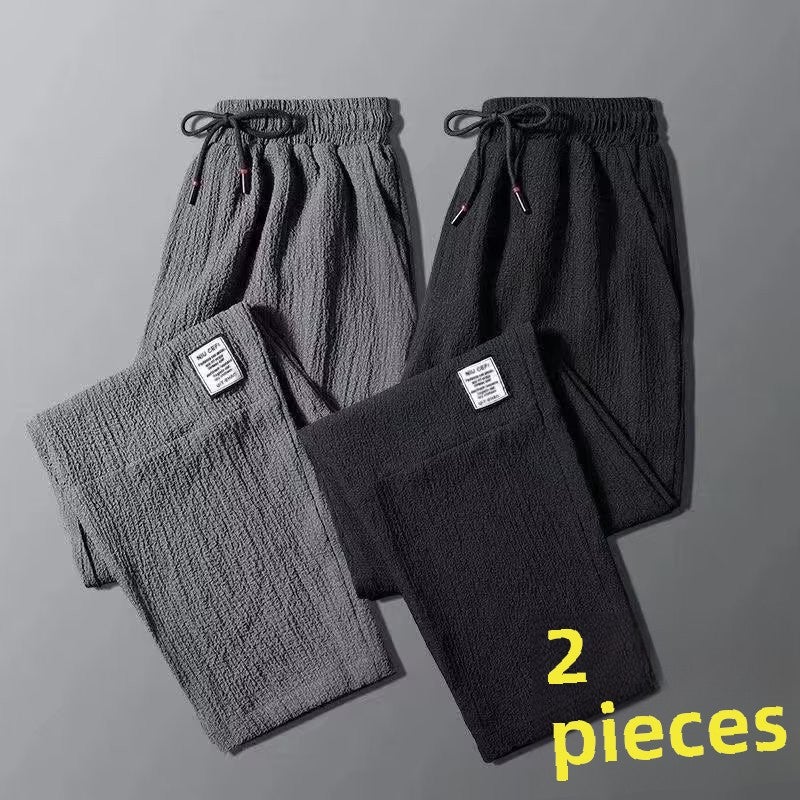 2023 Trendy Loose Casual Mens Pants Summer Thin Black - Image 2