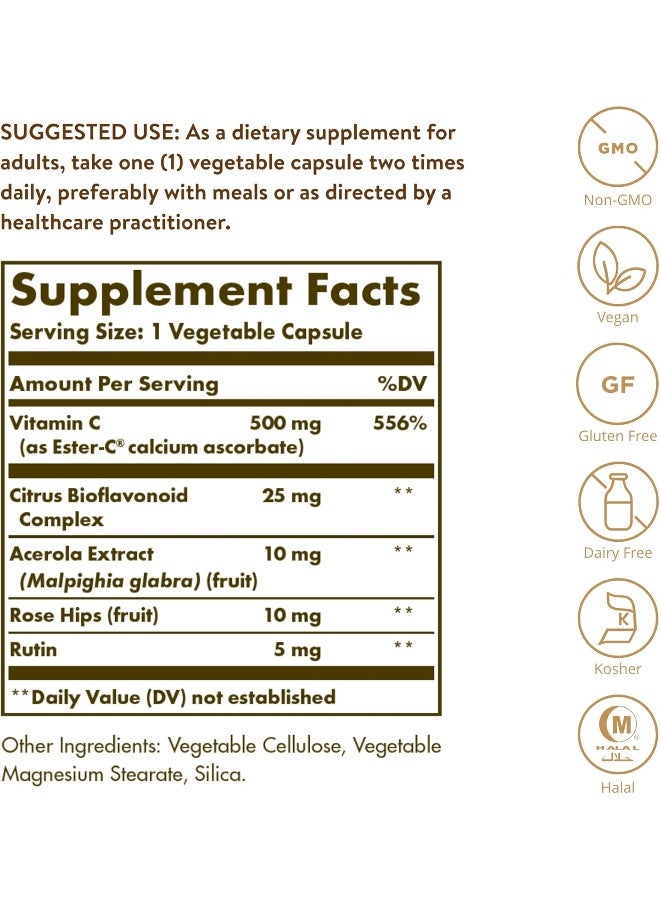 Solgar Ester-C Plus Vitamin C, 500 Mg, 100 Vegetable Capsules Packaging May Vary - Image 2