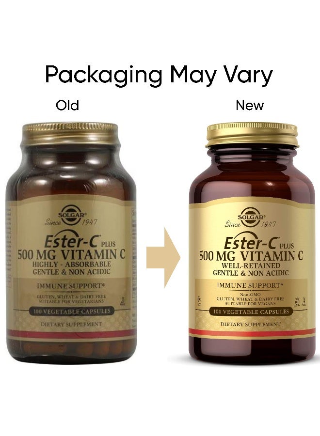 Solgar Ester-C Plus Vitamin C, 500 Mg, 100 Vegetable Capsules Packaging May Vary - Image 1