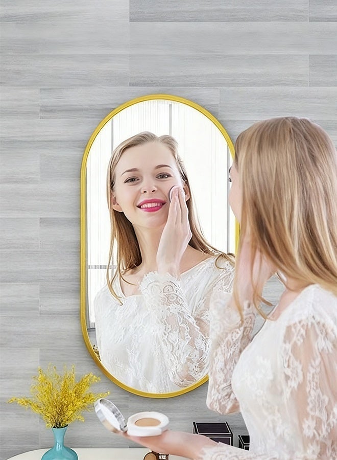 Gold Oval Wall Mounted Bathroom Mirror, HD Vanity Makeup Mirror with Rust-Proof Frame, Dual Installation Modern Wall Decor Mirror for Bathroom, Hallway, Living Room (50×83cm) - Image 2