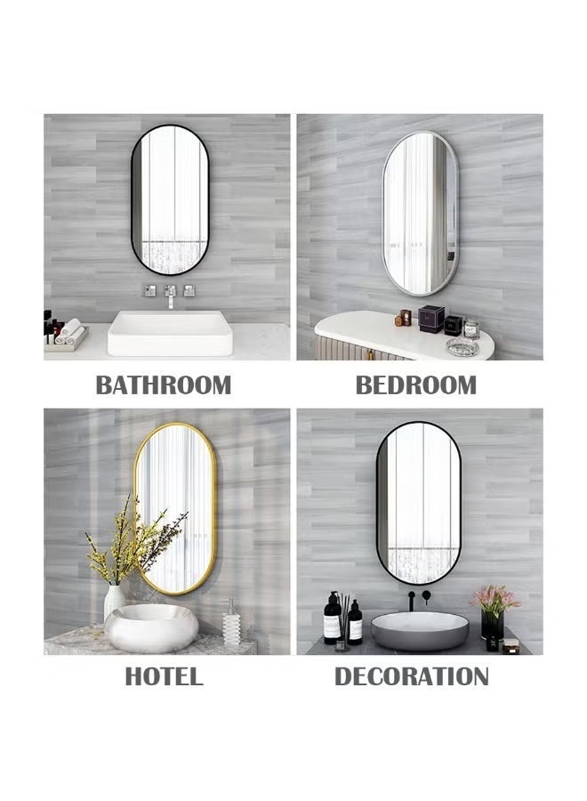 Gold Oval Wall Mounted Bathroom Mirror, HD Vanity Makeup Mirror with Rust-Proof Frame, Dual Installation Modern Wall Decor Mirror for Bathroom, Hallway, Living Room (50×83cm) - Image 4