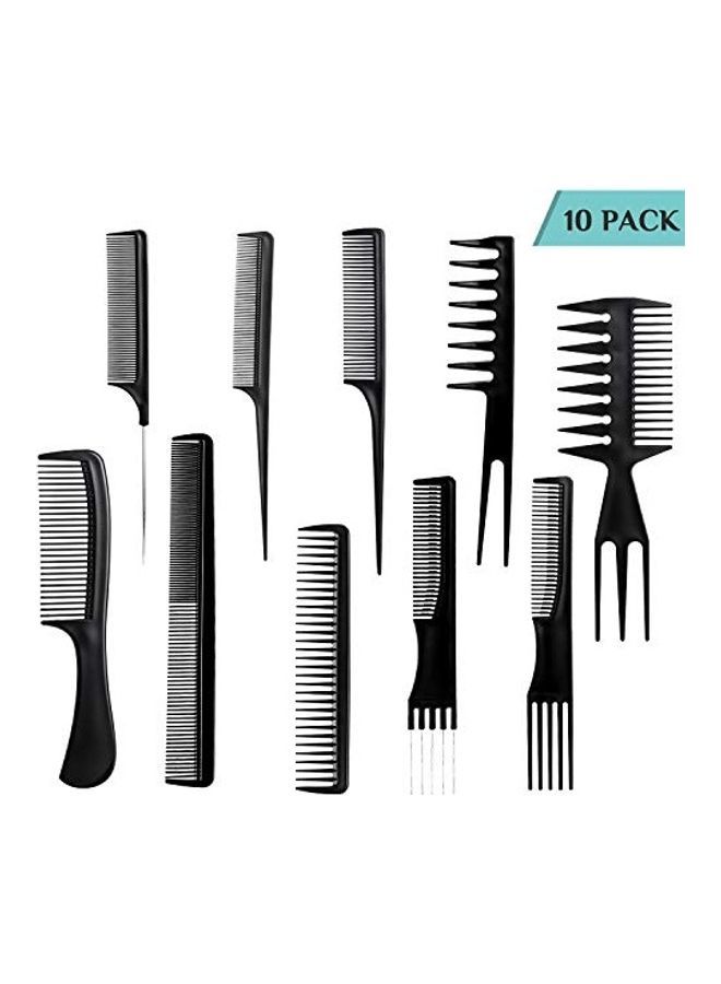 NIBEMINENT 10-Piece Professional All Hair Types Styling Comb Set Black - Image 1