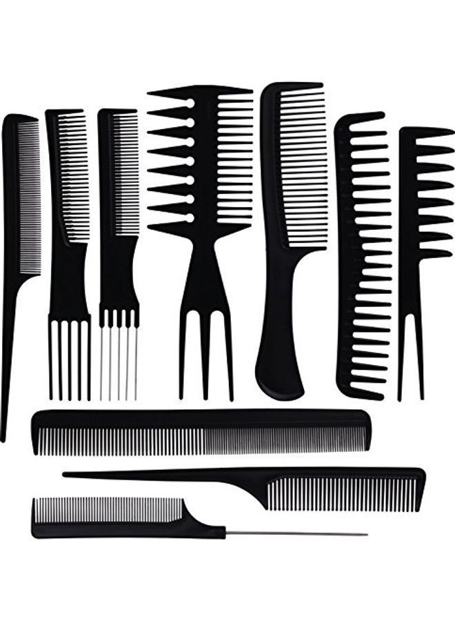 NIBEMINENT 10-Piece Professional All Hair Types Styling Comb Set Black - Image 2