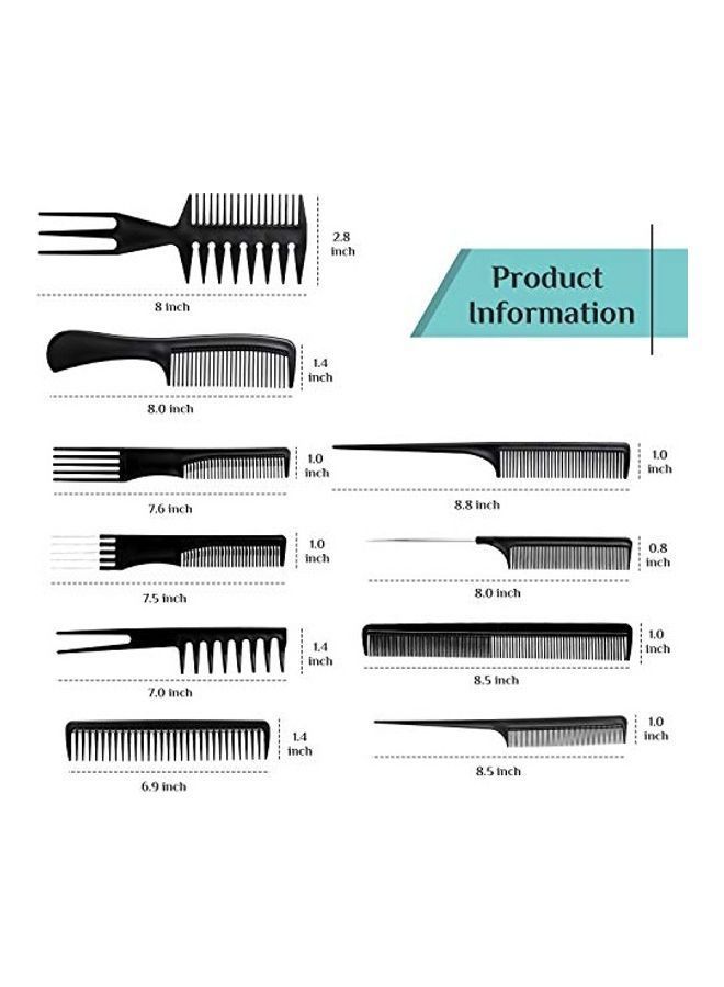 NIBEMINENT 10-Piece Professional All Hair Types Styling Comb Set Black - Image 3