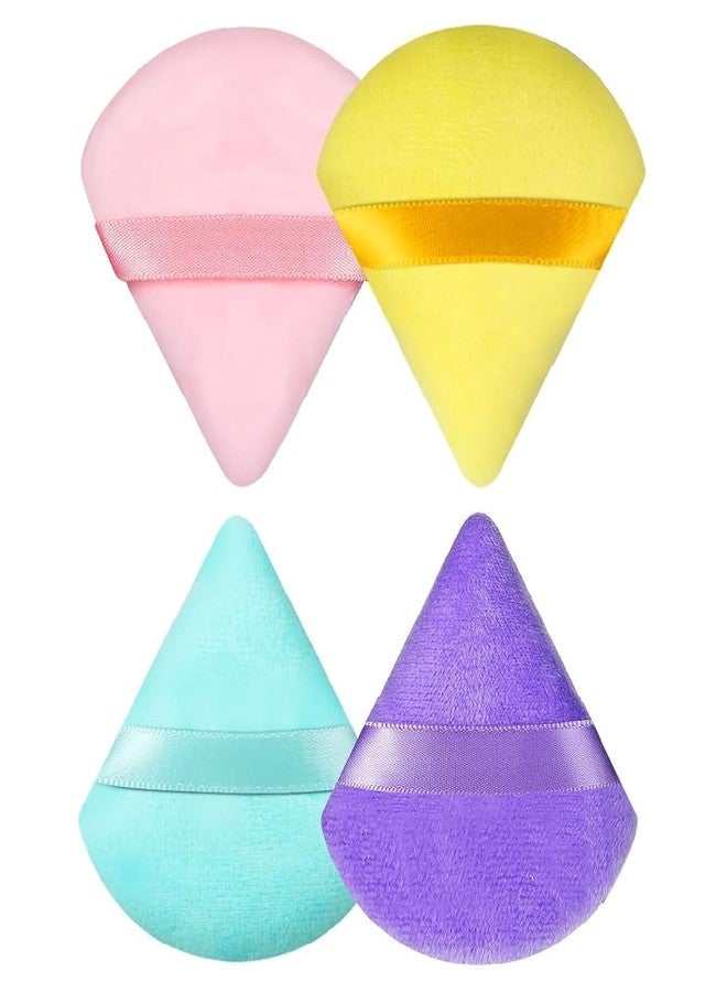 Gleva 4 Pcs Triangle Makeup Puff, Loose Powder Puff for Soft Face, Makeup Blender Contouring Foundation Sponge Set, Wedge Triangle Shape Mineral Cosmetic Wet & Dry Tool Washable Reusable (Multicolor) - Image 1