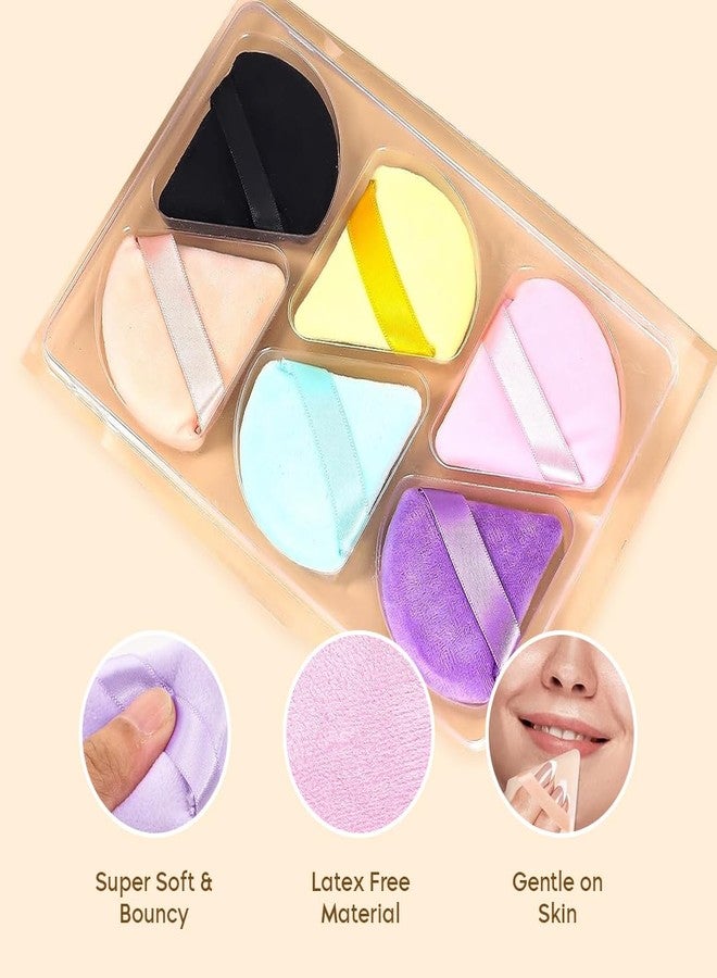 Gleva 4 Pcs Triangle Makeup Puff, Loose Powder Puff for Soft Face, Makeup Blender Contouring Foundation Sponge Set, Wedge Triangle Shape Mineral Cosmetic Wet & Dry Tool Washable Reusable (Multicolor) - Image 4