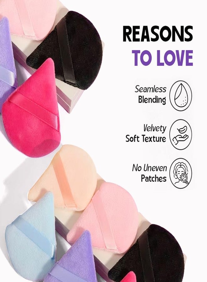 Gleva 4 Pcs Triangle Makeup Puff, Loose Powder Puff for Soft Face, Makeup Blender Contouring Foundation Sponge Set, Wedge Triangle Shape Mineral Cosmetic Wet & Dry Tool Washable Reusable (Multicolor) - Image 5