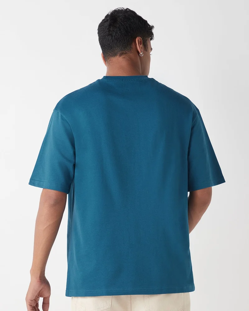 bewakoof  Men's Morrocan Blue Oversized T-shirt for Men | Best Price UAE