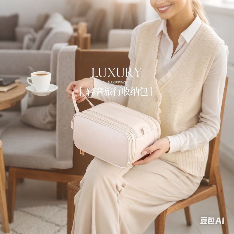 NUNA Large Capacity Double Zipper Cosmetic Toiletry Bag - Image 4