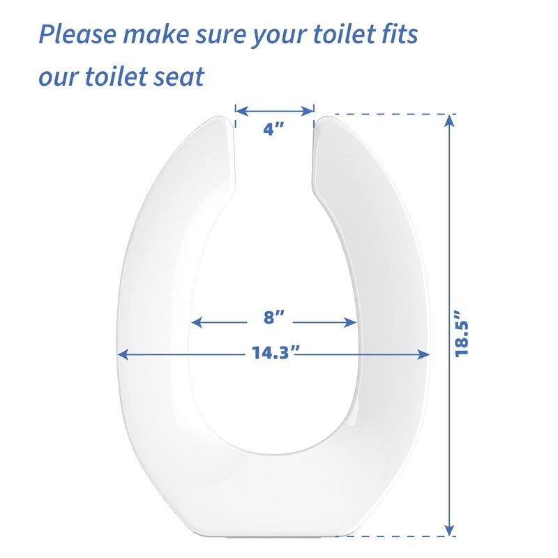 CcBello Commercial Heavy Duty Open Front Toilet Seat Without Cover, Thickened Material, Never Loosen, ELONGATED, White (18.5â€), 1-Pack - Image 4