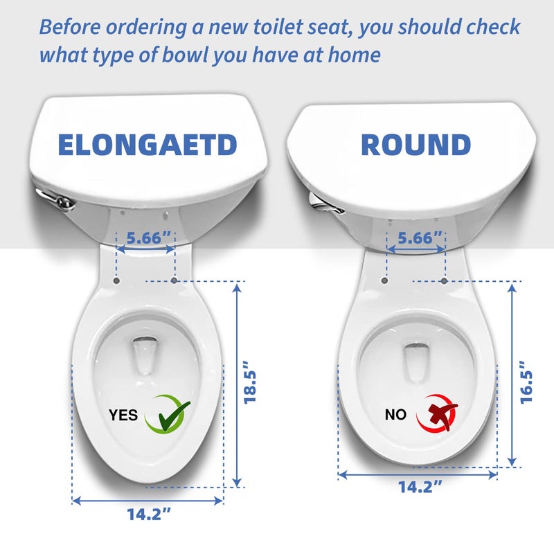 CcBello Commercial Heavy Duty Open Front Toilet Seat Without Cover, Thickened Material, Never Loosen, ELONGATED, White (18.5â€), 1-Pack - Image 5