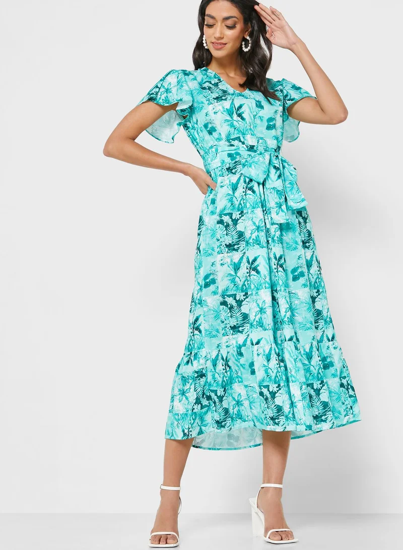 Raishma Floral Flutter Sleeve Dress