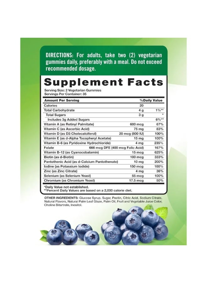Nature's Truth Men's Multivitamin + B-12, D3, Zinc, Natural Blueberry, 70 Vegetarian Gummies - Image 2