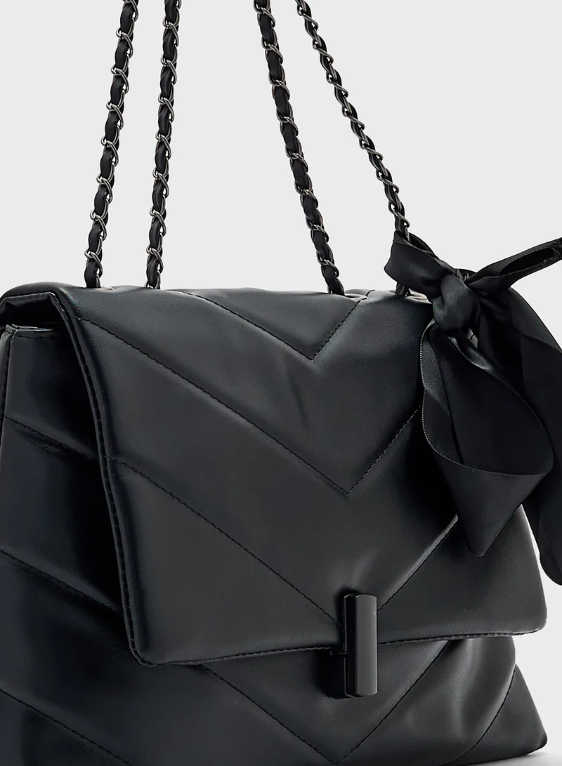 ELLA Quilted Crossbody Bag With Bow Detail