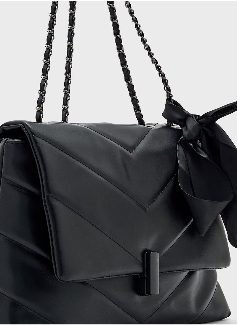 ELLA - Quilted Crossbody Bag With Bow Detail - Image 1