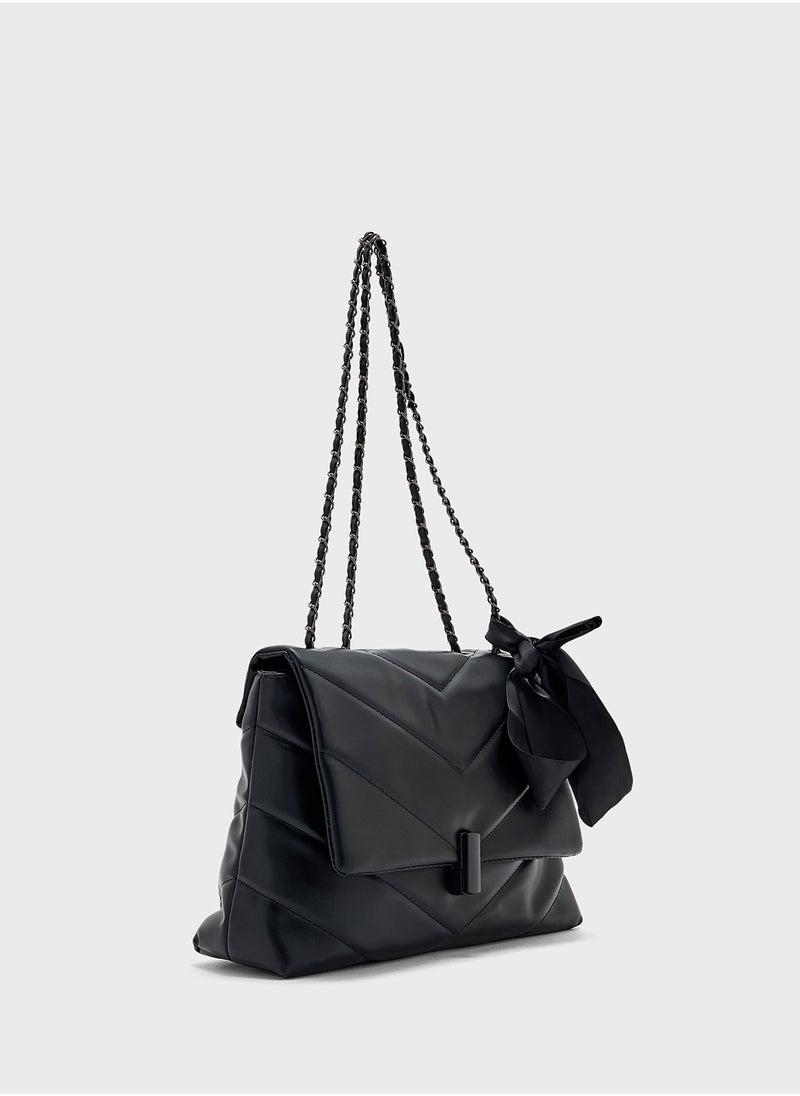 ELLA - Quilted Crossbody Bag With Bow Detail - Image 1