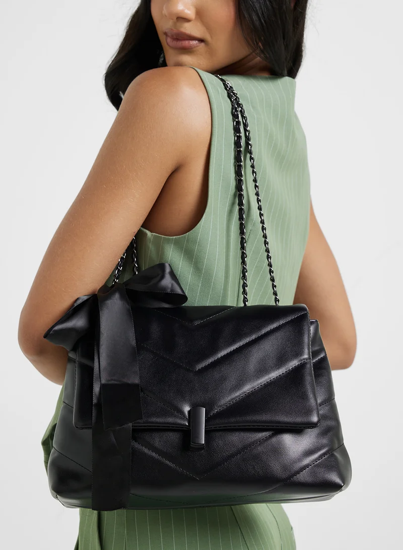 ELLA Quilted Crossbody Bag With Bow Detail