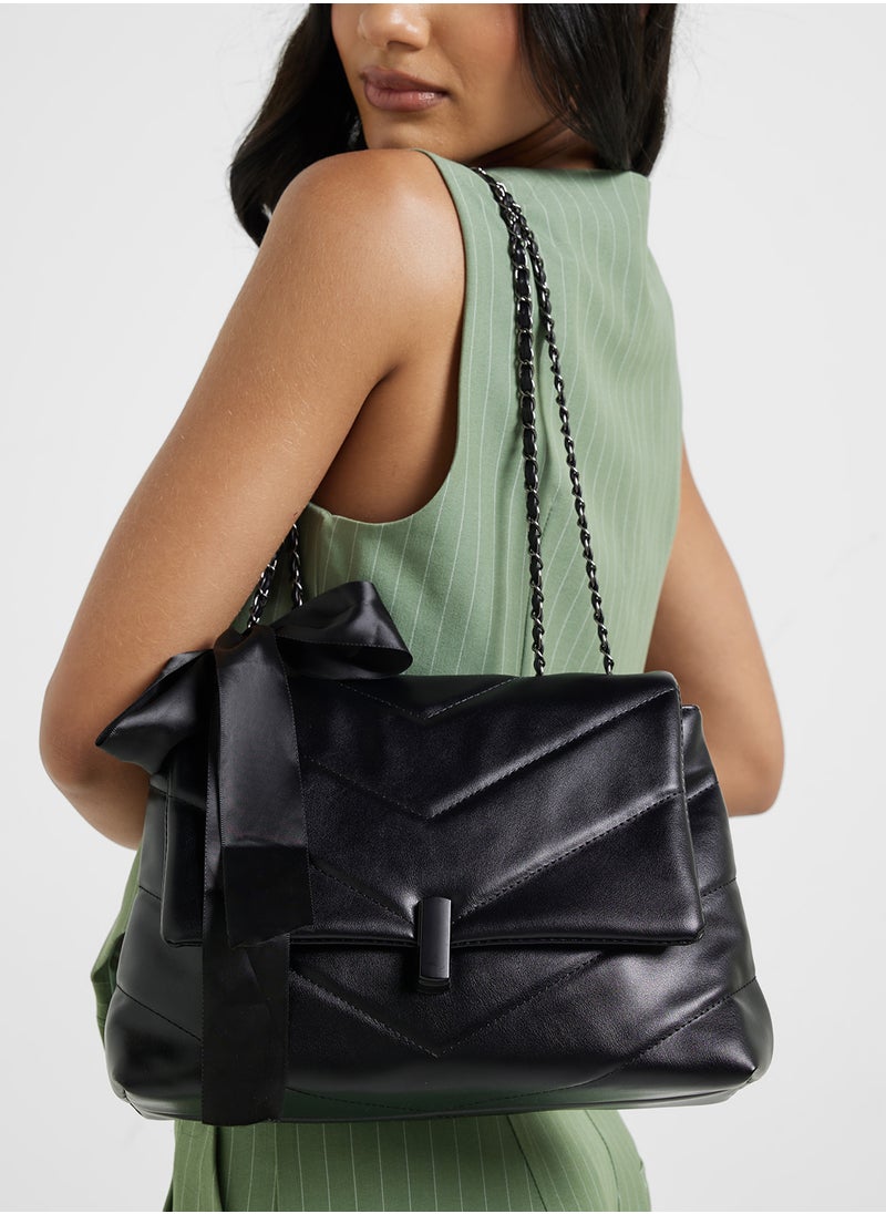 ELLA - Quilted Crossbody Bag With Bow Detail - Image 1