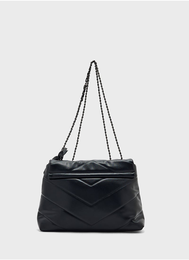 ELLA - Quilted Crossbody Bag With Bow Detail - Image 1