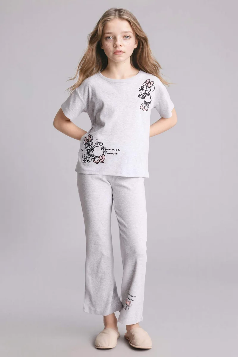 DeFacto 2 piece Regular Fit Mickey &amp; Minnie Licensed Knitted Pyjamas