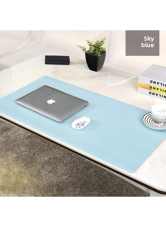Oversized Solid Color Double-sided Leather Mouse Pad Custom Computer Office Desk Pad Advertising Leather Calendar Mouse Pad Desk Pad-Color:80*40cm-Pattern:Single Side-sky Blue 136#  - Image 1