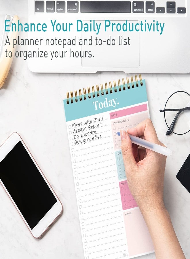 Sweetzer & Orange S&O Daily Planner Notepad for Productivity - 52 Page Routine To Do List - Undated Writing pad and Organizer - Every day To Do List Scheduler- Coiled Task Organizer - Regular calendar Planner - TEAL - Image 2