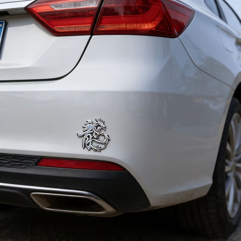 Metal Dragon Car Emblem Side Tail Decoration Self Adhesive Strong Silver - Image 4
