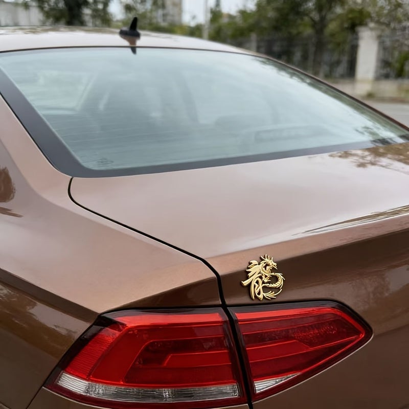 Metal Dragon Car Emblem Side Tail Decoration Self Adhesive Strong Silver - Image 3