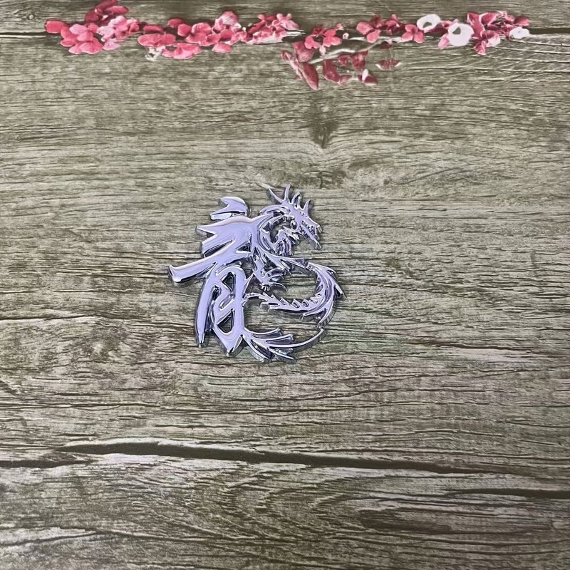 Metal Dragon Car Emblem Side Tail Decoration Self Adhesive Strong Silver - Image 5