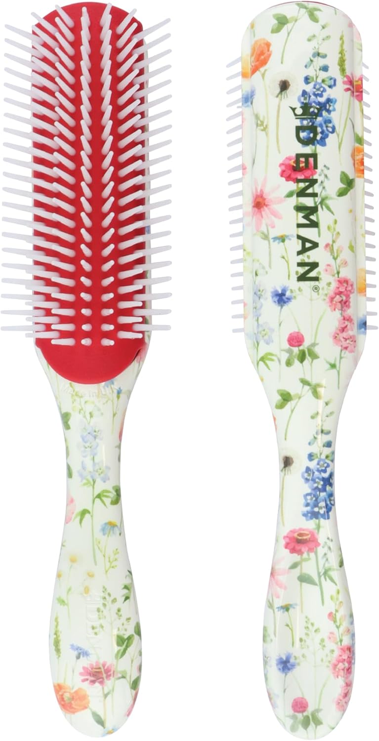 Denman Original Curl Definer Styler 7 Row Hairbrush for Detangling Separating and Defining Curls Curly Hairbrush D3 Wild Flowers