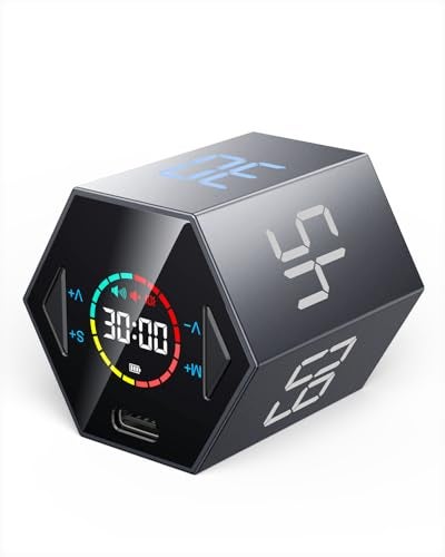 Ticktime Pomodoro Timer Cube, Hexagon Productivity Timer, Pause & Resume, Silent, Vibrate & Adjustable Sound Alert, for ADHD, Task, Work, Study, 5/15/25/30/45/60min & Custom Countdown,Gray - Image 1