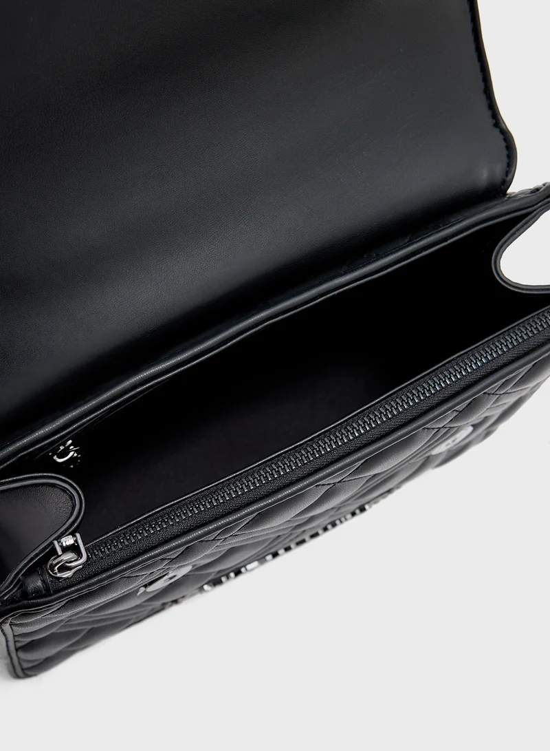 Love Moschino Logo Detailed Flap Over Satchel