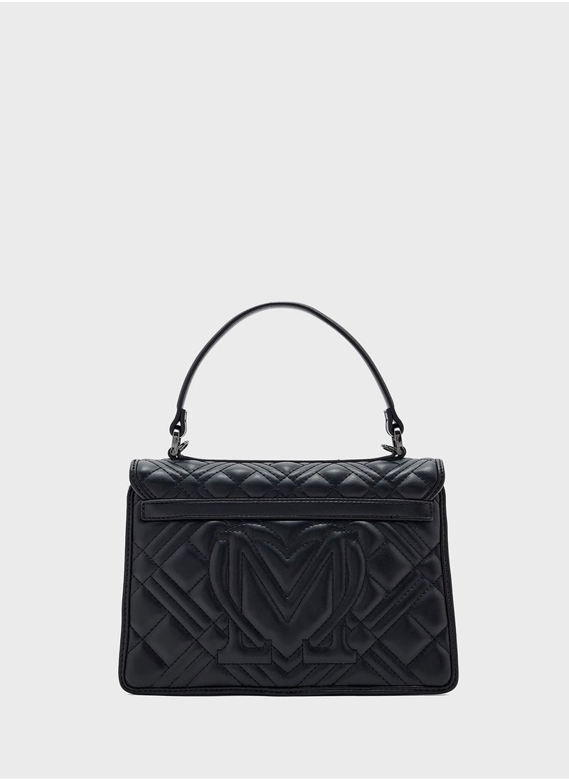 Love Moschino Logo Detailed Flap Over Satchel  - Image 2