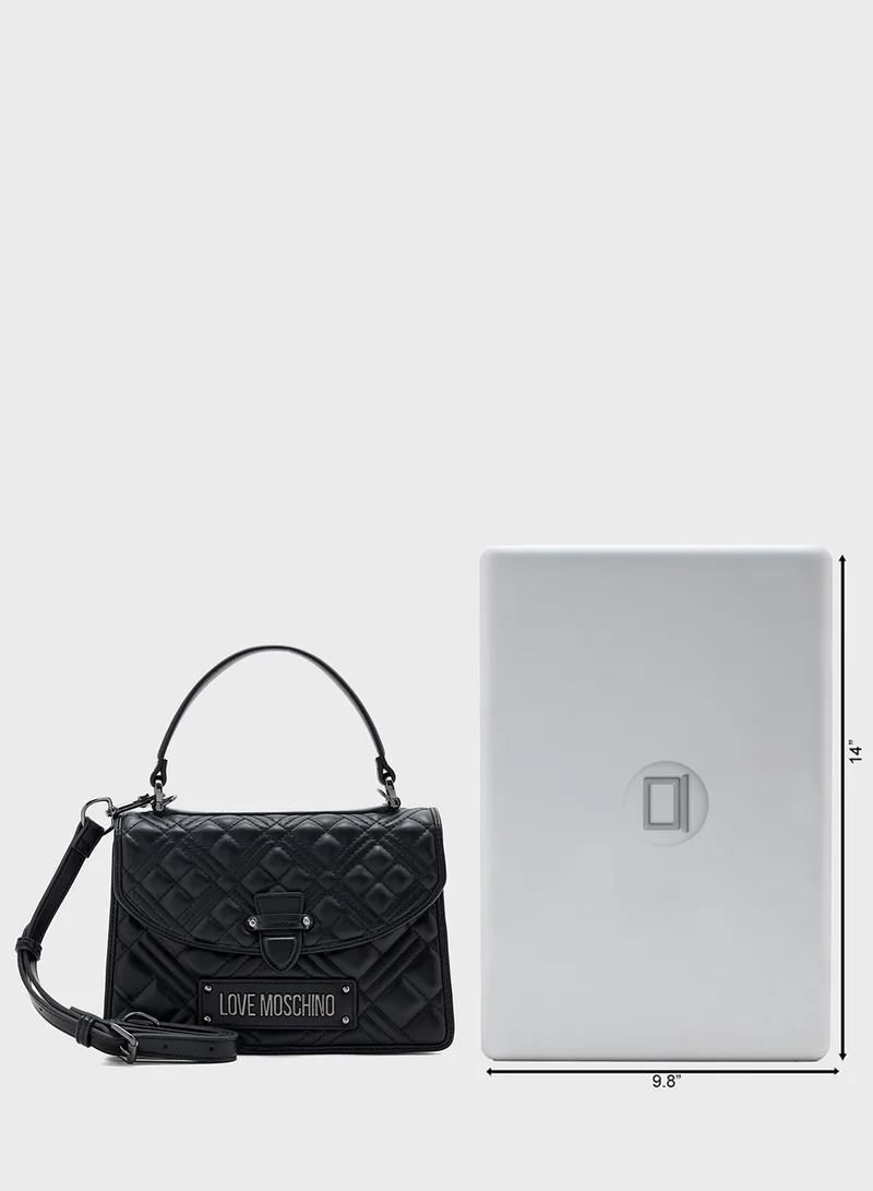 Love Moschino Logo Detailed Flap Over Satchel