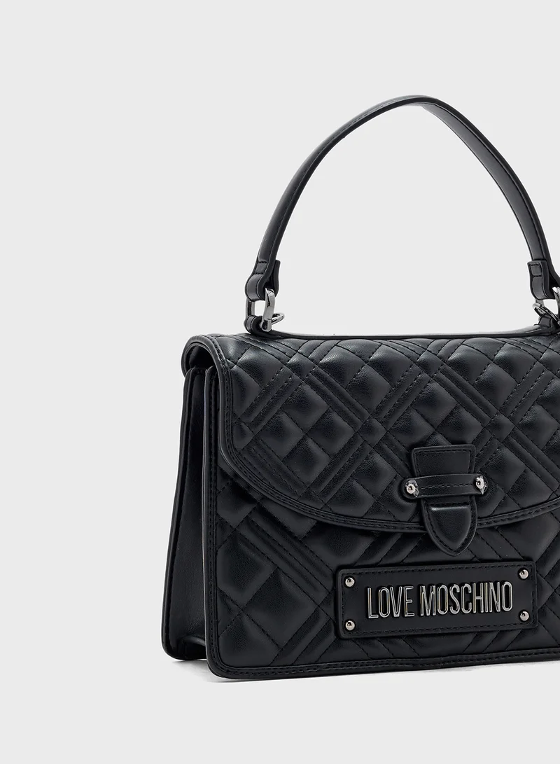 Love Moschino Logo Detailed Flap Over Satchel