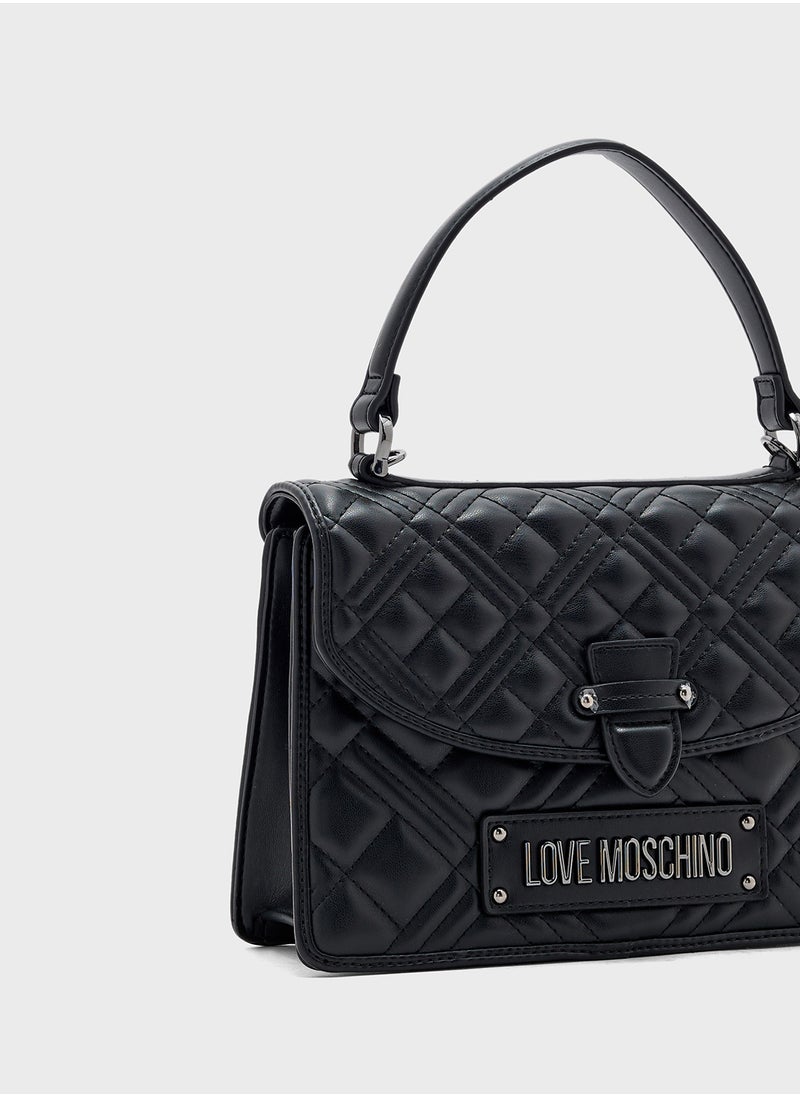Love Moschino Logo Detailed Flap Over Satchel  - Image 4