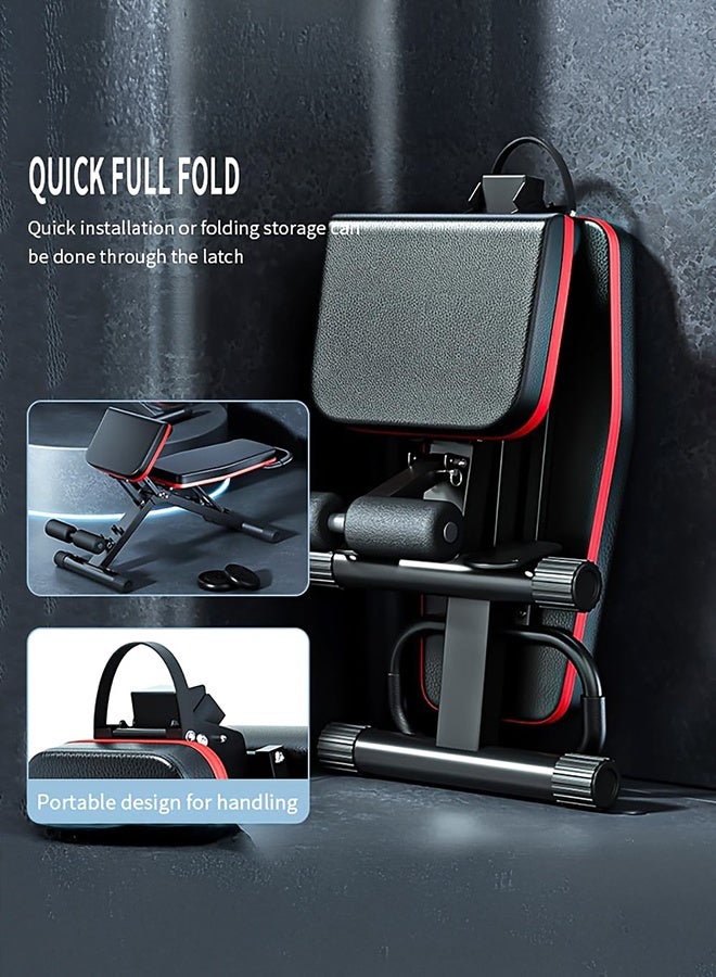 والالا كرسي روماني قابل للتعديل لصالة الألعاب الرياضية المنزلية - مقعد تمديد ظهر قابل للطي لتمرين عضلات الجذع والورك وأسفل الظهر - مقعد تمديد مفرط متعدد الوظائف مع حبل شد لتمرين كامل الجسم - Image 3