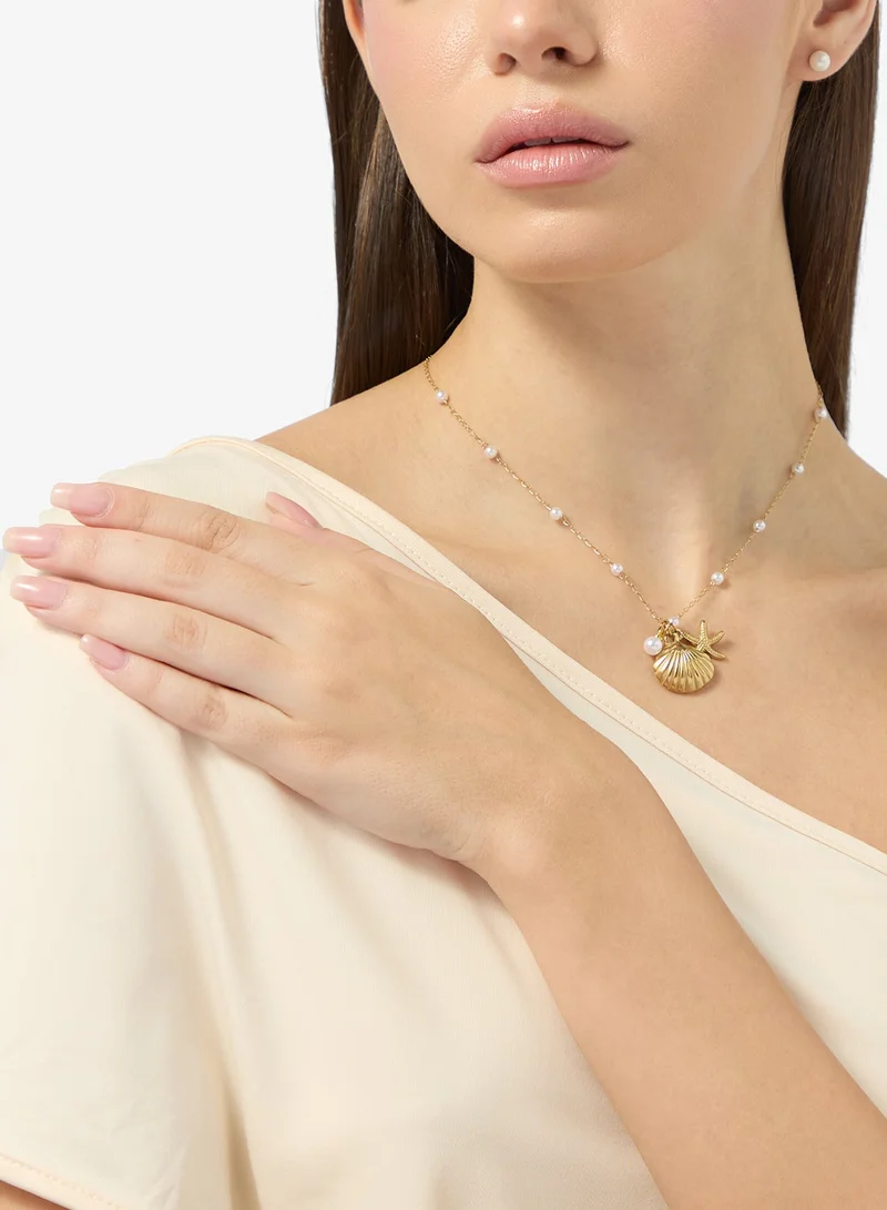 Pearl Beaded Necklace with Sea Charms