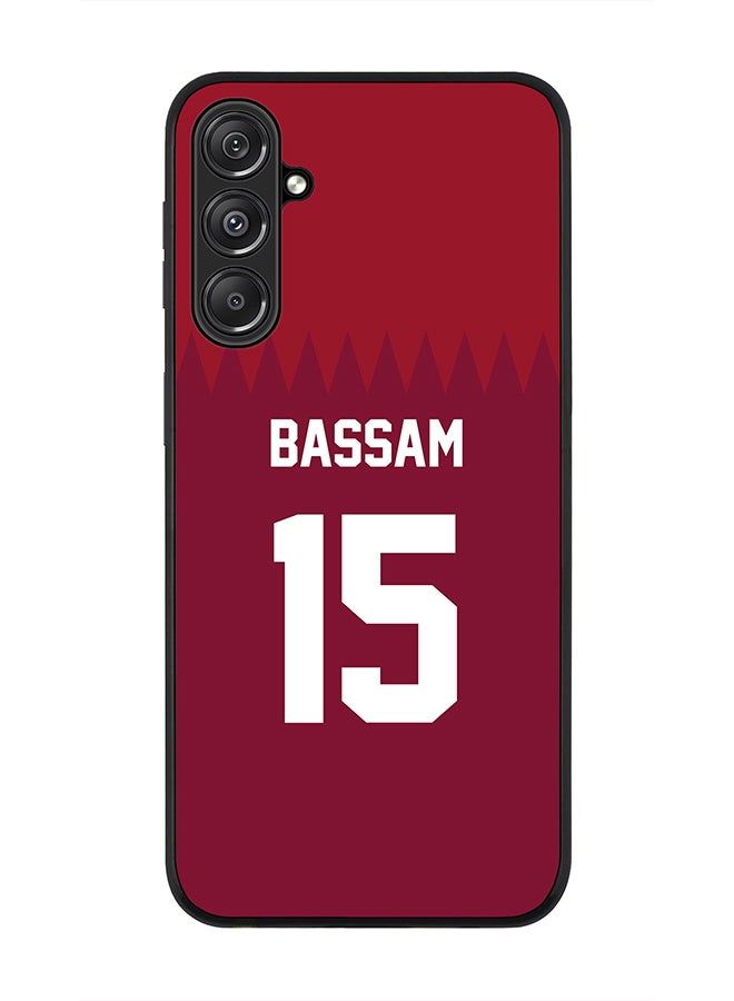 Stylizedd Rugged Black Edge case for Samsung Galaxy M34 5G, Custom Slim fit Thin Phone Case Cover - Football Team - Qatar, Player Name - Bassam - Image 1
