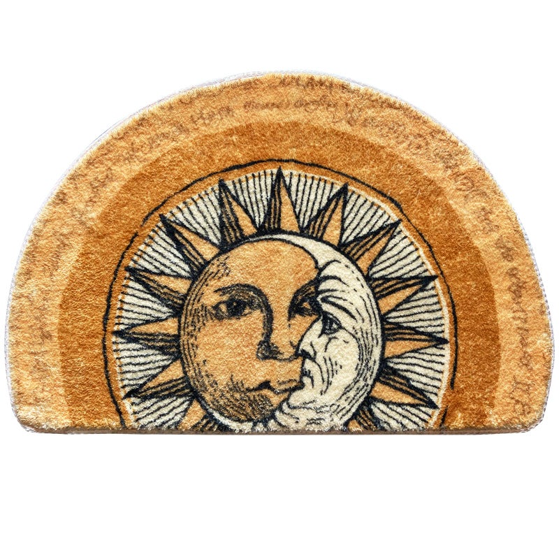 WERGHJ Half Round Door Mat Semi Circle Bathroom Floor Rug Tarot Sun Moon Welcome Entrance Way Mat NonSlip Absorbent Microfiber Tufted Indoor Rug for Kitchen Living Room