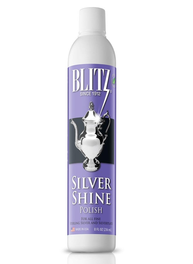 Blitz Silver Shine Polish Liquid Silver Polish for Sterling and Silverplate Jewelry, Dishes, Flatware, Fixtures, & Decor Non-Toxic, Non-Abrasive, & Planet Friendly Made in The USA 8oz - Image 1