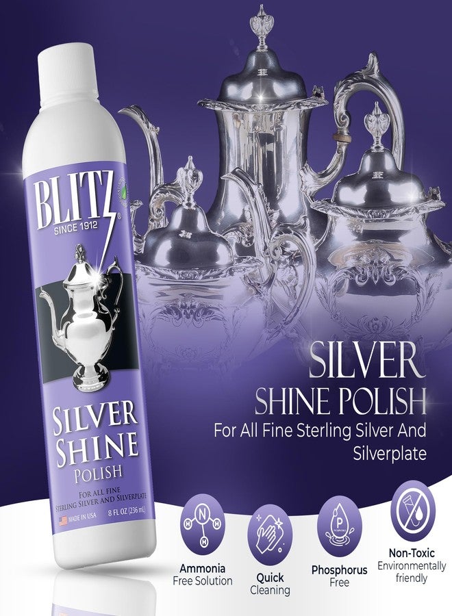 Blitz Silver Shine Polish Liquid Silver Polish for Sterling and Silverplate Jewelry, Dishes, Flatware, Fixtures, & Decor Non-Toxic, Non-Abrasive, & Planet Friendly Made in The USA 8oz - Image 2